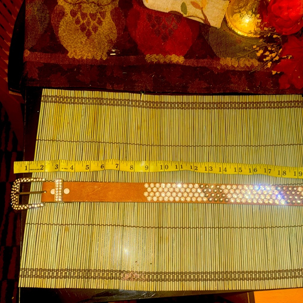 Design Studio Rhinestone Embellished Tan Belt - Picture 5 of 8